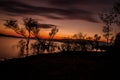 Sunset over the lake in autumn Royalty Free Stock Photo