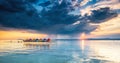 Sunset over lake Balaton Royalty Free Stock Photo