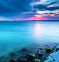 Sunset over lake Balaton, Hungary Royalty Free Stock Photo