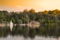 Sunset over lake Baldeney in Bredeney, Essen Royalty Free Stock Photo