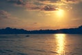 Sunset over lake on a beautiful summer evening Royalty Free Stock Photo