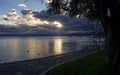 Sunset over Lake Garda and sailing boats Panorama Royalty Free Stock Photo