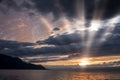 Sunset over Lake Geneva at Montreux Royalty Free Stock Photo