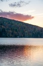 Sunset over lake during Indian Summer in Quebec, Canada Royalty Free Stock Photo