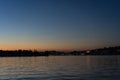 Sunset over lake lucerne with water and red sky