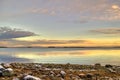 Sunset over lake in Lulea, Sweden Royalty Free Stock Photo