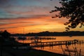 Sunset over Lake Macatawa in Holland Michigan Royalty Free Stock Photo