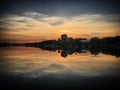 Sunset over the lake Malta, Pozna?, Poland, June 2019 Royalty Free Stock Photo