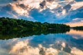 Sunset over Lake Marburg, in Codorus State Park, Pennsylvania. Royalty Free Stock Photo