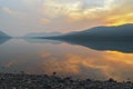 Sunset over Lake McDonald.Glacier National Park Royalty Free Stock Photo