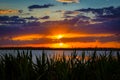 Sunset over lake Royalty Free Stock Photo