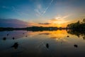 Sunset over Lake Norman from Parham Park, in Davidson, North Car Royalty Free Stock Photo