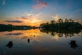 Sunset over Lake Norman from Parham Park, in Davidson, North Car Royalty Free Stock Photo