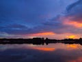 Sunset was seen over the lake