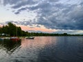 Sunset over lake