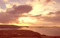 Sunset over Lake Titicaca in Peru Royalty Free Stock Photo