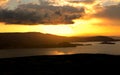 Sunset over Lake Titicaca in Peru Royalty Free Stock Photo