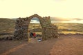 Sunset over Lake Titicaca in Peru Royalty Free Stock Photo