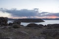 Sunset over Lake Umayo at Sillustani near Puno.