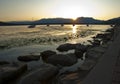 Sunset over Lake Viverone, Italy Royalty Free Stock Photo