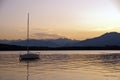 Sunset over Lake Viverone,Piemonte,Italy Royalty Free Stock Photo