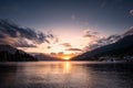 Sunset over Lake Wakatipu in New Zealand Royalty Free Stock Photo
