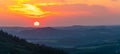 Sunset over the land of extinct volcanoes in Poland Royalty Free Stock Photo