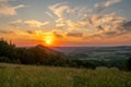 Sunset over the land of extinct volcanoes in Poland Royalty Free Stock Photo