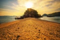 Sunset over Laopilae archipelago around Ko Hong island near Krabi in Thailand