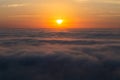 Sunset over a large blanket of coastal fog. Cabo Home, Pontevedra, Spain.