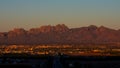 a sunset over Las Cruces, New Mexico with a the organ mountains in the background Royalty Free Stock Photo