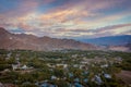 Sunset over Leh town, Ladakh, India Royalty Free Stock Photo