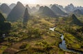 Sunset over Li River, Guilin, China.