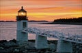 Sunset Over Lighthouse in Maine Royalty Free Stock Photo