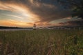 Sunset over Lighthouse in New England Royalty Free Stock Photo