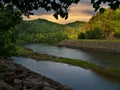 Sunset over Little Tennessee River below Fontana Dam Royalty Free Stock Photo