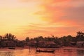 Sunset over local village, Koh Rong Samlon island, Cambodia Royalty Free Stock Photo