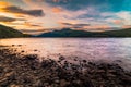 A sunset over Loch Lomond in Scotland Royalty Free Stock Photo