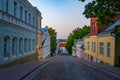 Sunset over Lossi street in Estonian town Tartu Royalty Free Stock Photo