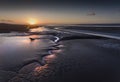 Sunset over the Loughor estuary Royalty Free Stock Photo