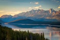 Sunset over Lower Kananaskis Lake in Peter Lougheed Provincial Park, Alberta