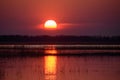 Sunset over Lubans lake in Latvia. Royalty Free Stock Photo