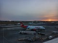 Sunset over Luqa International Airport, Malta Royalty Free Stock Photo