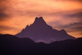 Sunset over Machapuchare or fish tail Royalty Free Stock Photo