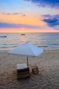 Sunset over Madagascar Nosy be beach with sunlounger Royalty Free Stock Photo