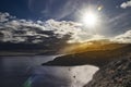 Sunset over Maderia island landscape, Ponta de sao Lourenco. It is nature background of a wonderful view of the sea Royalty Free Stock Photo