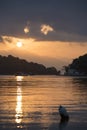 Sunset over Madouri, Lefkada, Greece. Scenic landscape at tourist viewpoint