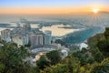 Sunset over Malaga from view point Royalty Free Stock Photo