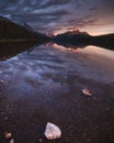 Sunset over Maligne Lake in Jasper, Alberta