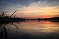 Sunset over the Malta lake, Pozna?, Poland, June 2019 Royalty Free Stock Photo